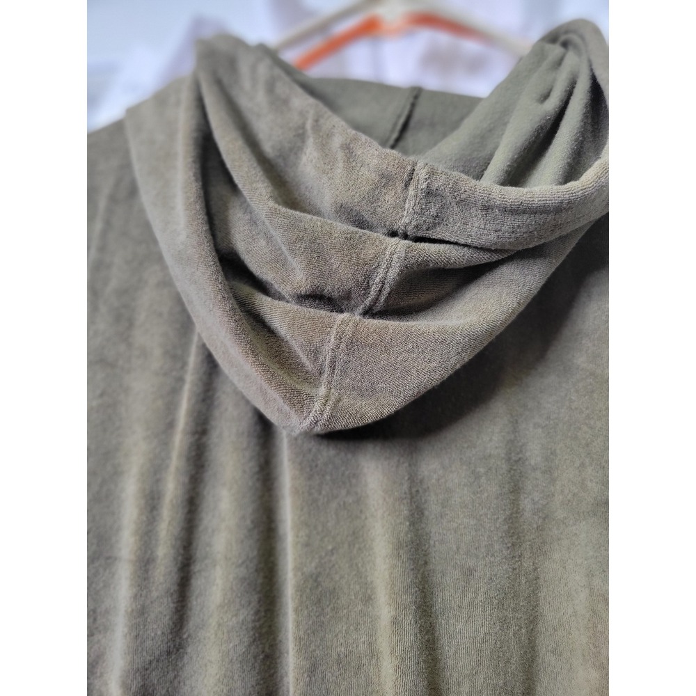 Olive Terry Cloth Short Sleeve Hooded Jumpsuit Zip Front Elastic Waist XL 1406 - Picture 6 of 9